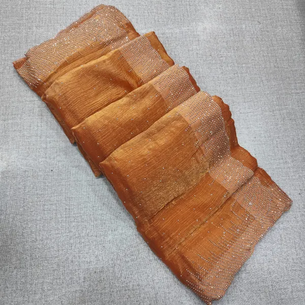 Premium Space Silk Plain Saree with Heavy Stone Work |SR70